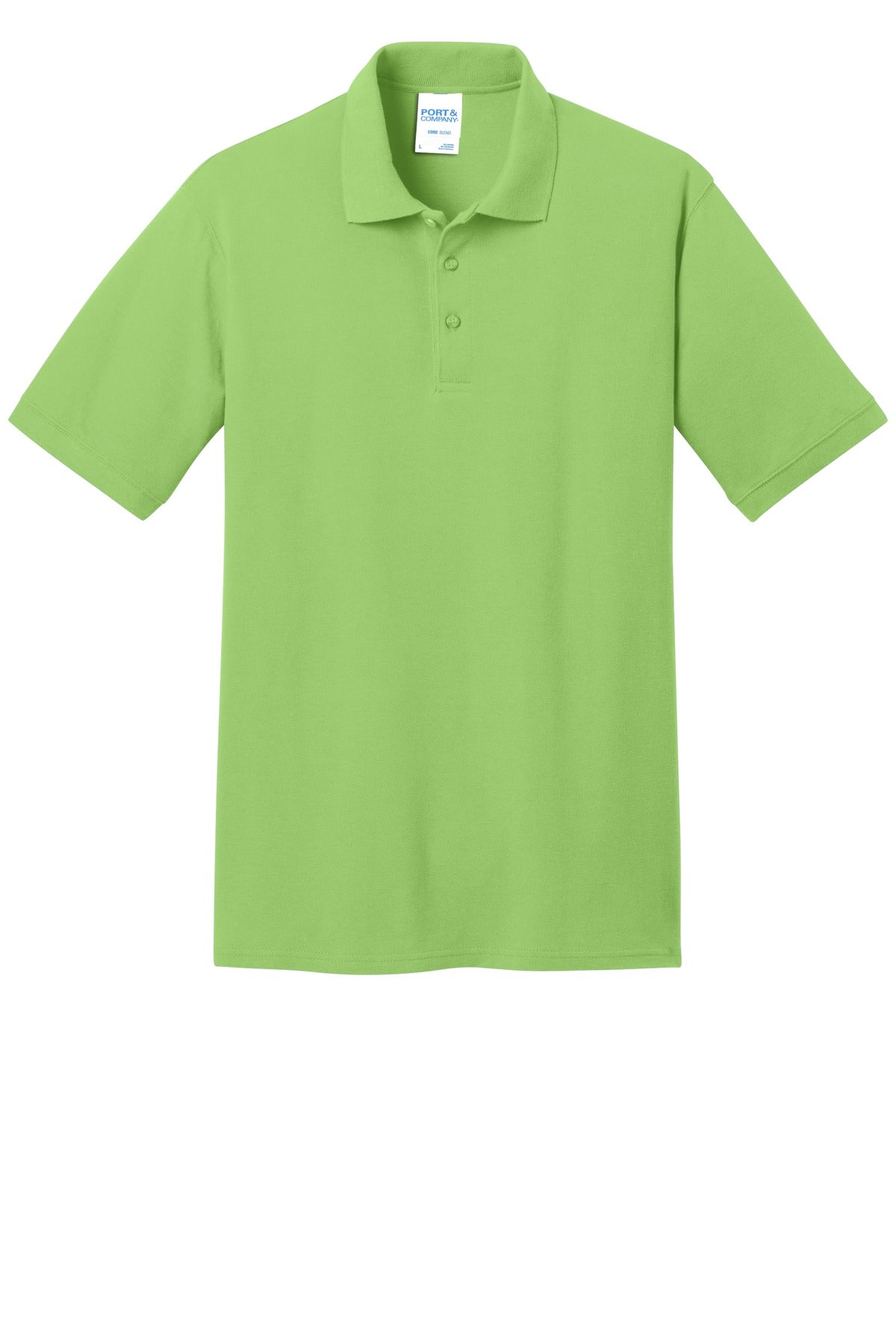 Front View of Lime Port & Co Core Blend Pique Polo. KP155