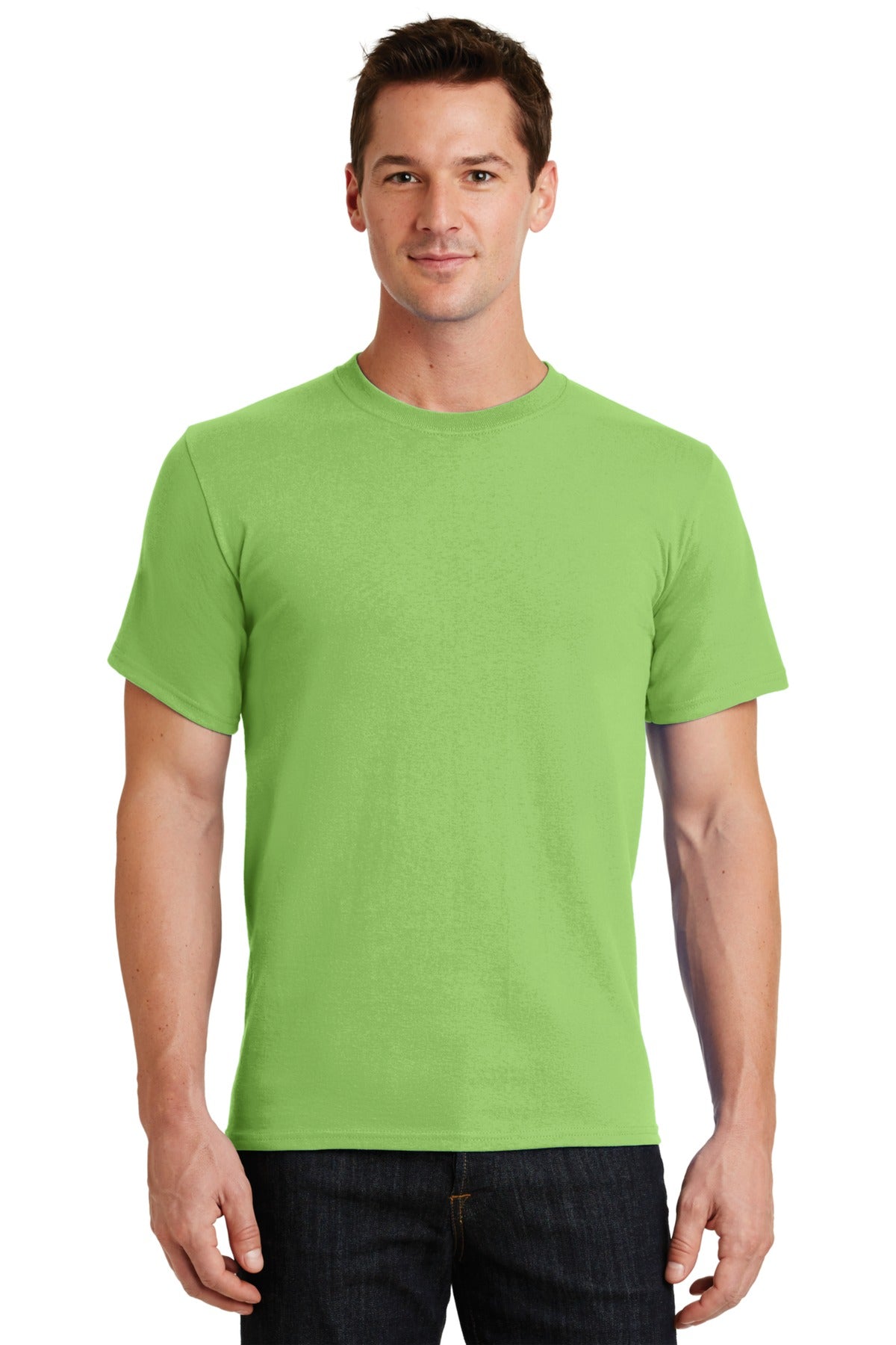 Front View of Lime Port & Co Essential Tee. PC61