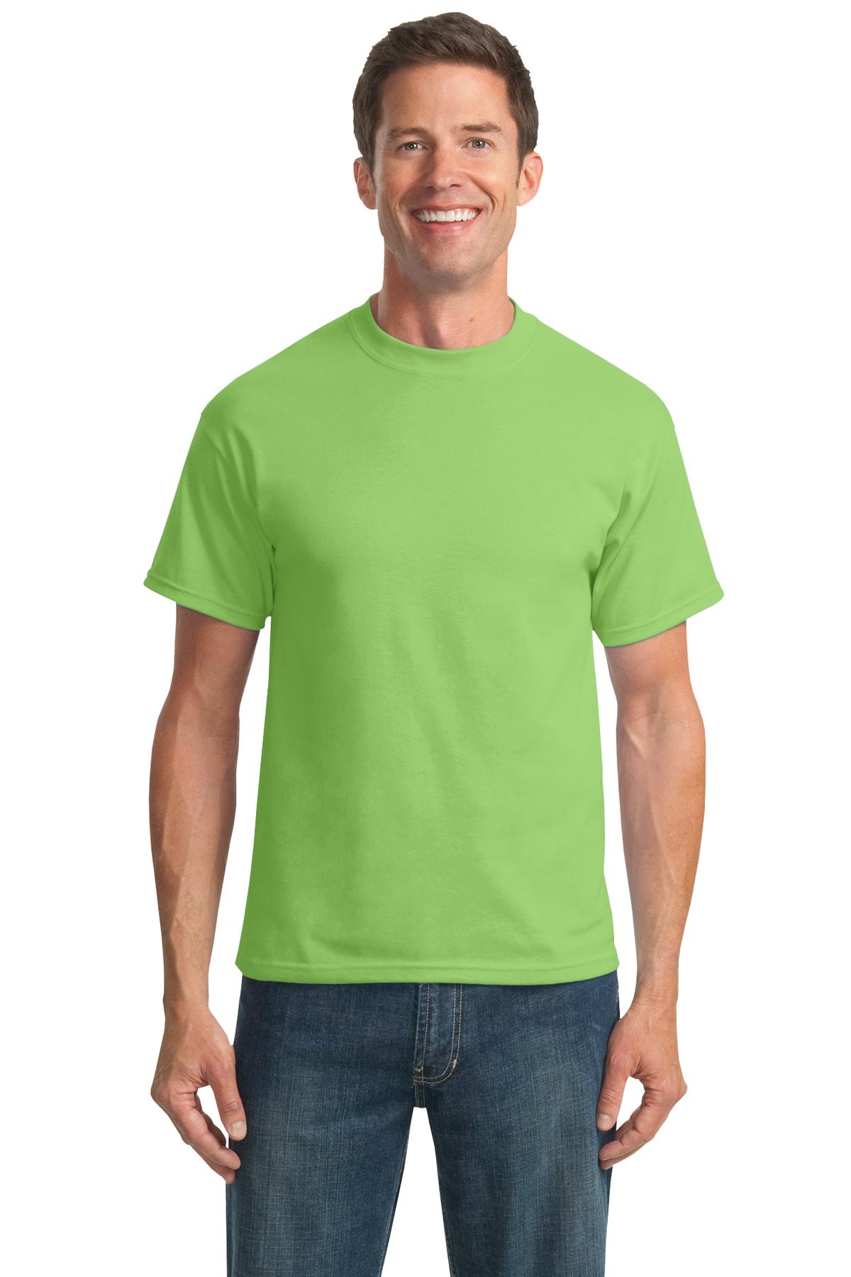 Front View of Lime Port & Co Tall Core Blend Tee. PC55T