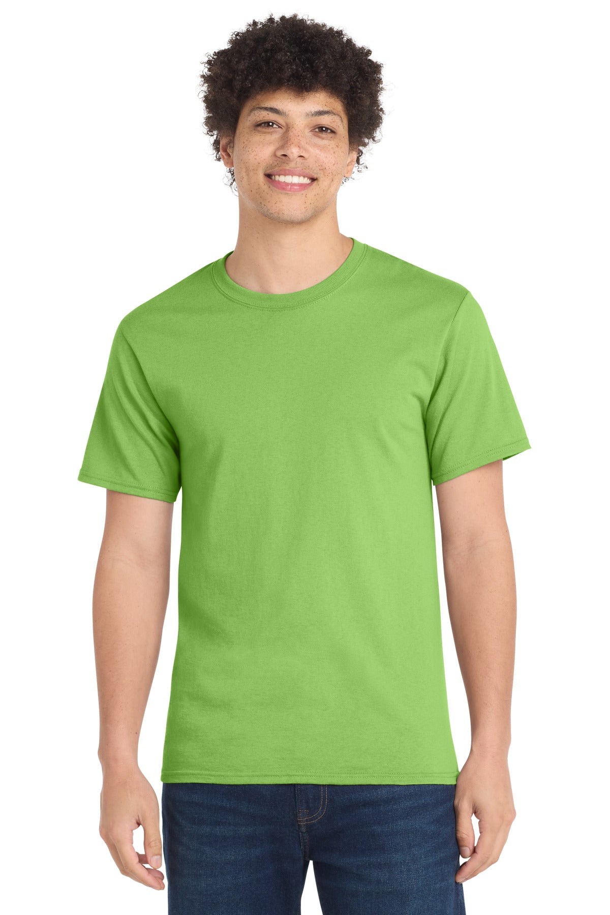 Front View of Lime Port & Co Tall Essential Tee. PC61T
