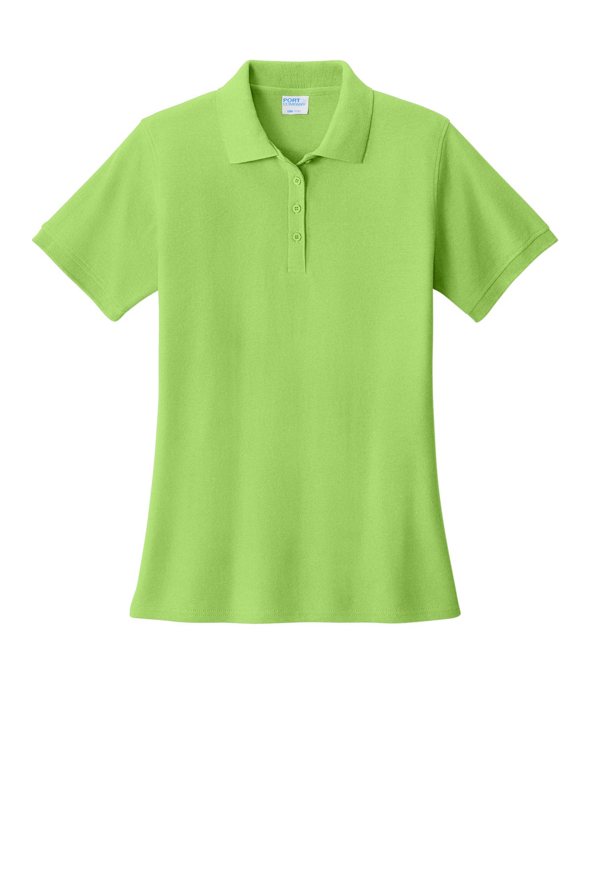 Front View of Lime Port & Co Women's Core Blend Pique Polo. LKP155