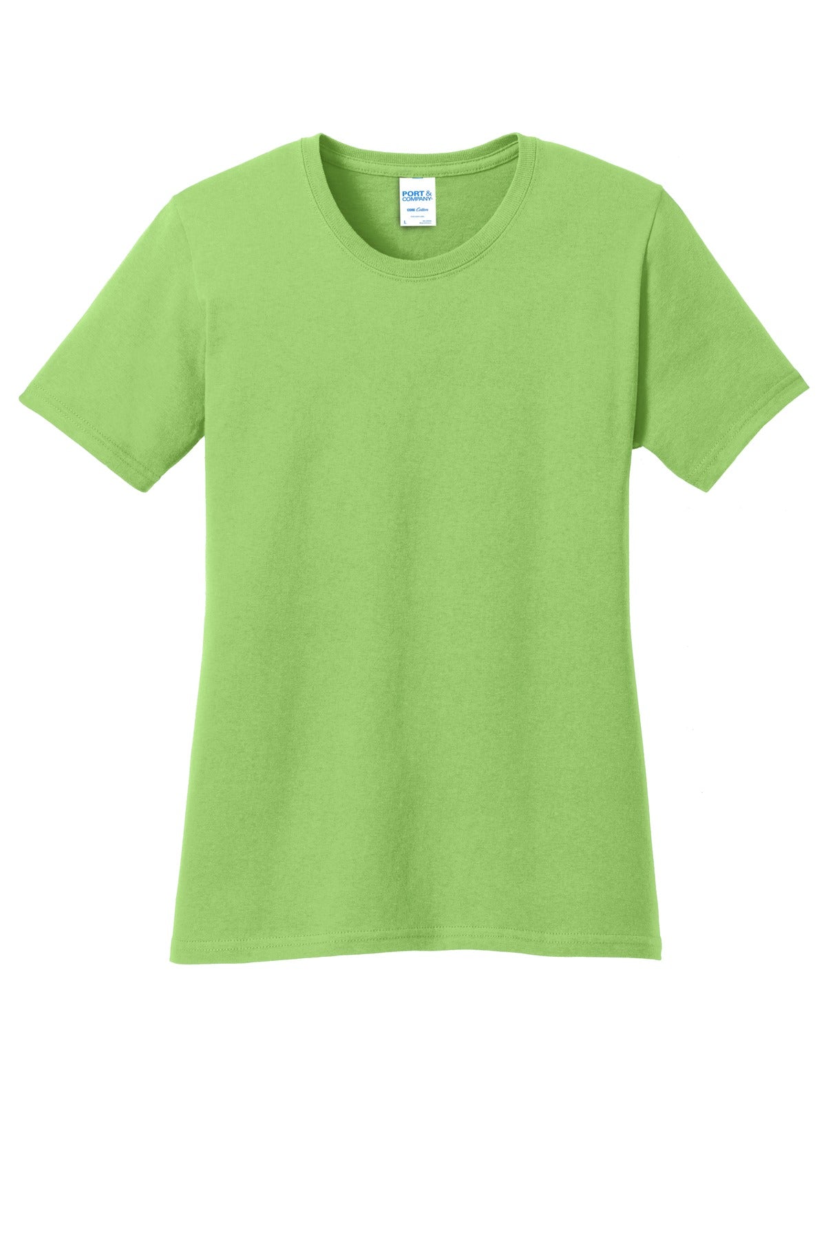 Front View of Lime Port & Co Women's Core Cotton Tee. LPC54