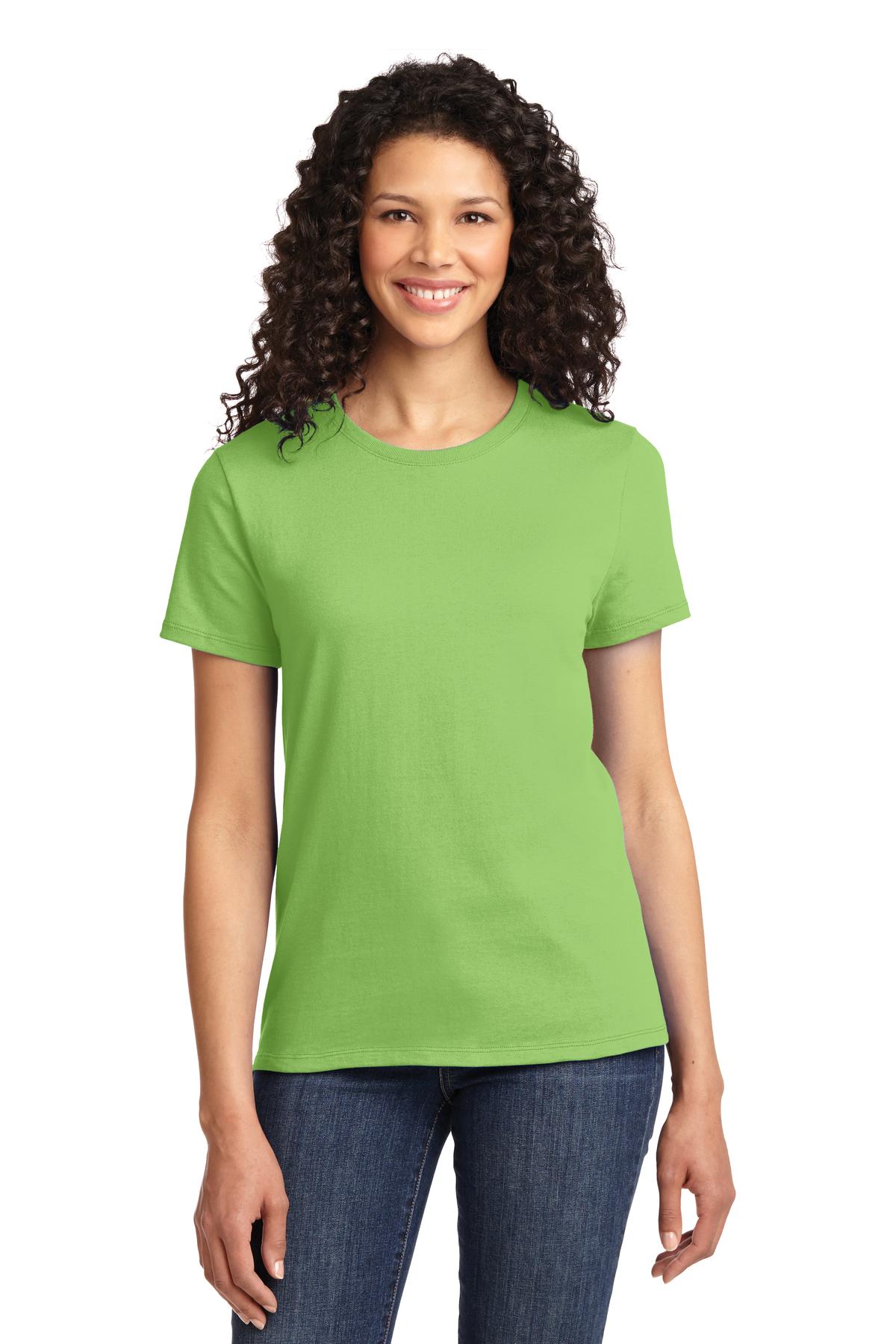 Front View of Lime Port & Co Women's Essential Tee. LPC61
