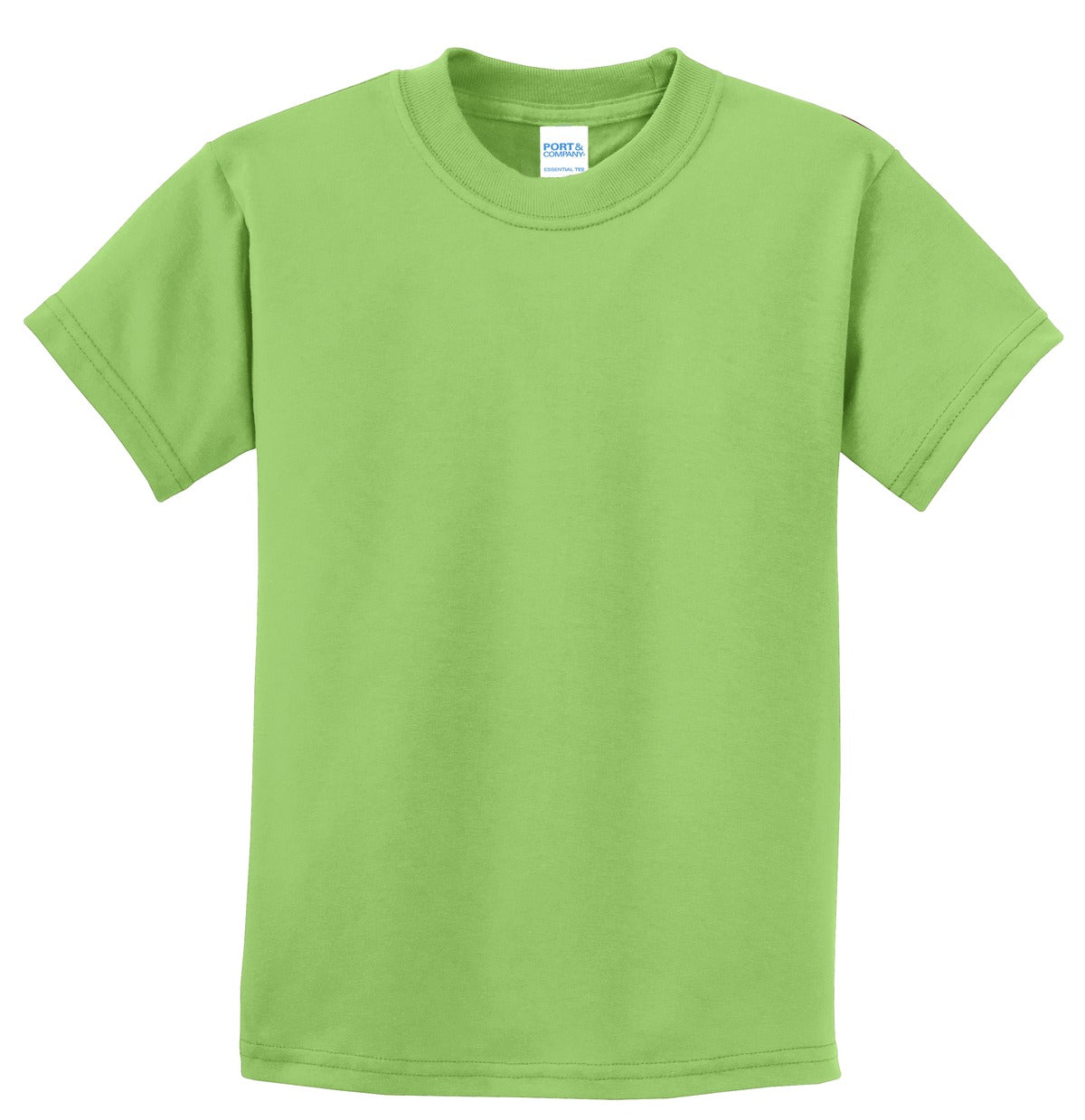 Front View of Lime Port & Co Youth Essential Tee. PC61Y