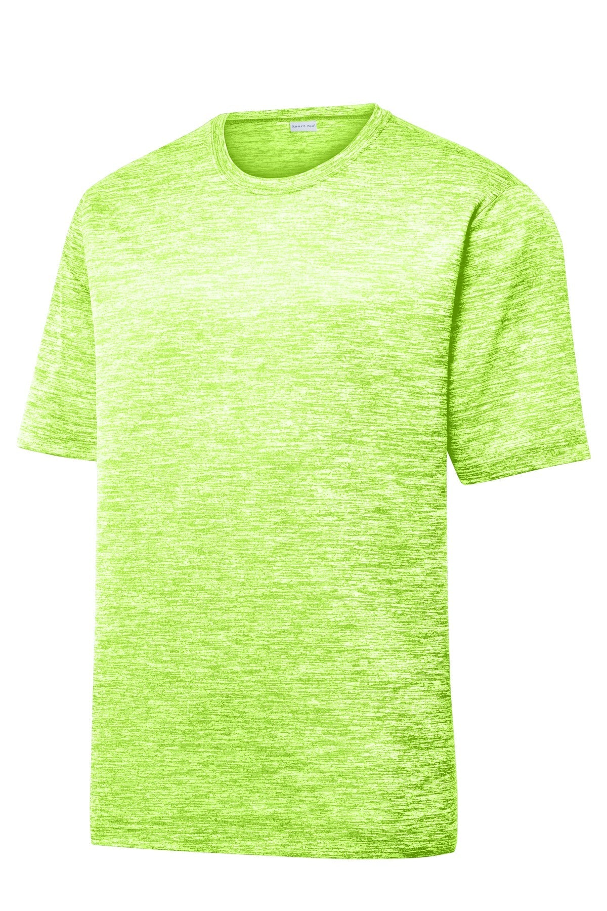Front View of Lime Shock Ele Sport-Tek PosiCharge Electric Heather Tee. ST390