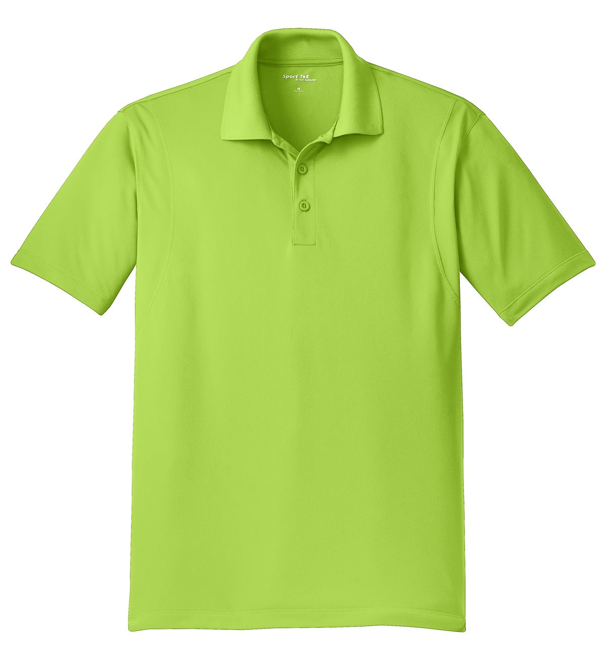 Front View of Lime Shock Sport-Tek Micropique Sport-Wick Polo. ST650