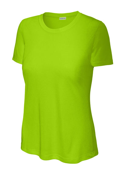 Front View of Lime Shock Sport-Tek Women's PosiCharge Competitor Tee. LST350