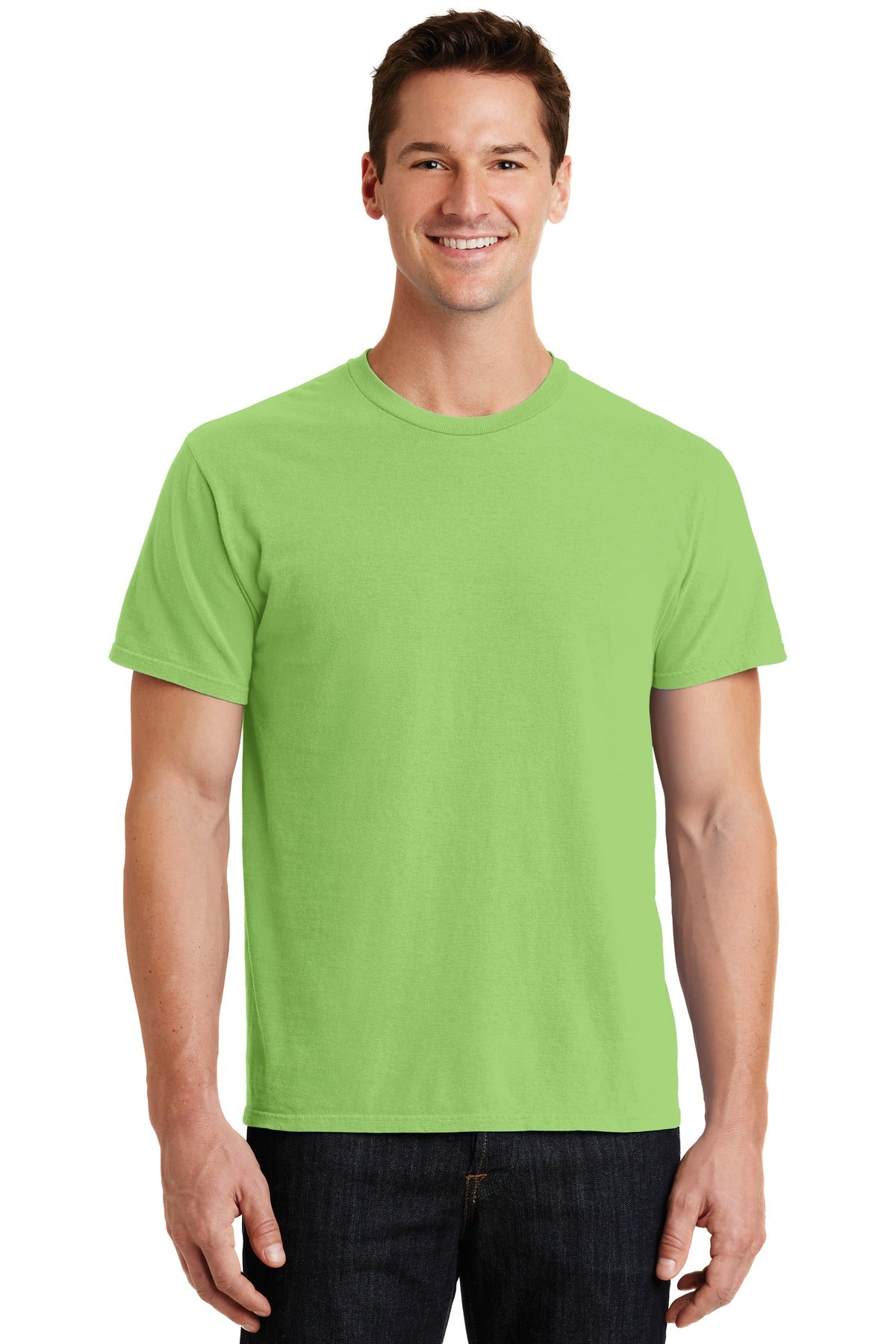 Front View of Limeaid Port & Co Beach Wash Garment-Dyed Tee. PC099