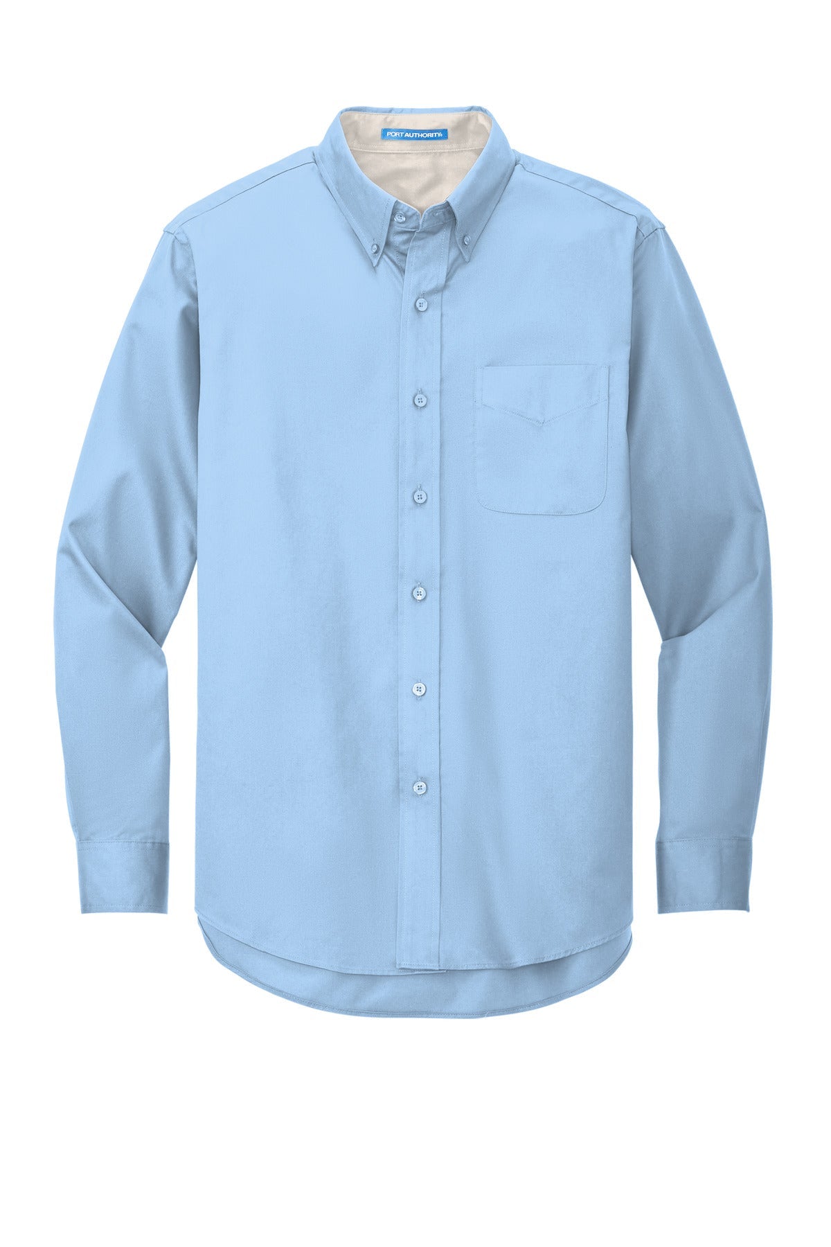Front View of Lt Blue/Lt Stn Port Authority Long Sleeve Easy Care Shirt S608