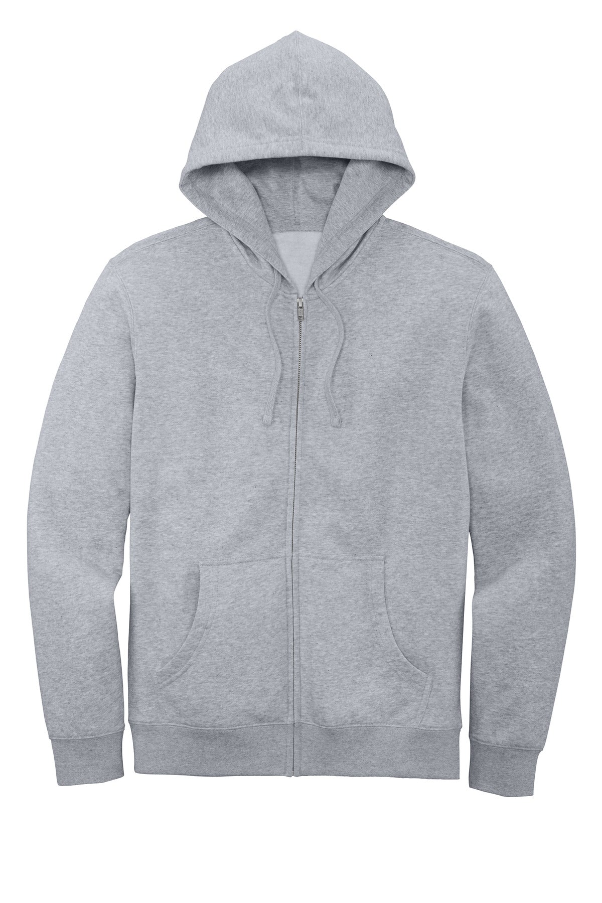 Front View of Lt Hthr Grey District V.I.T. Fleece Full-Zip Hoodie DT6102