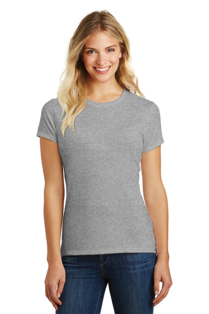 Front View of Lt Hthr Grey District Women's Perfect Blend CVC Tee. DM108L