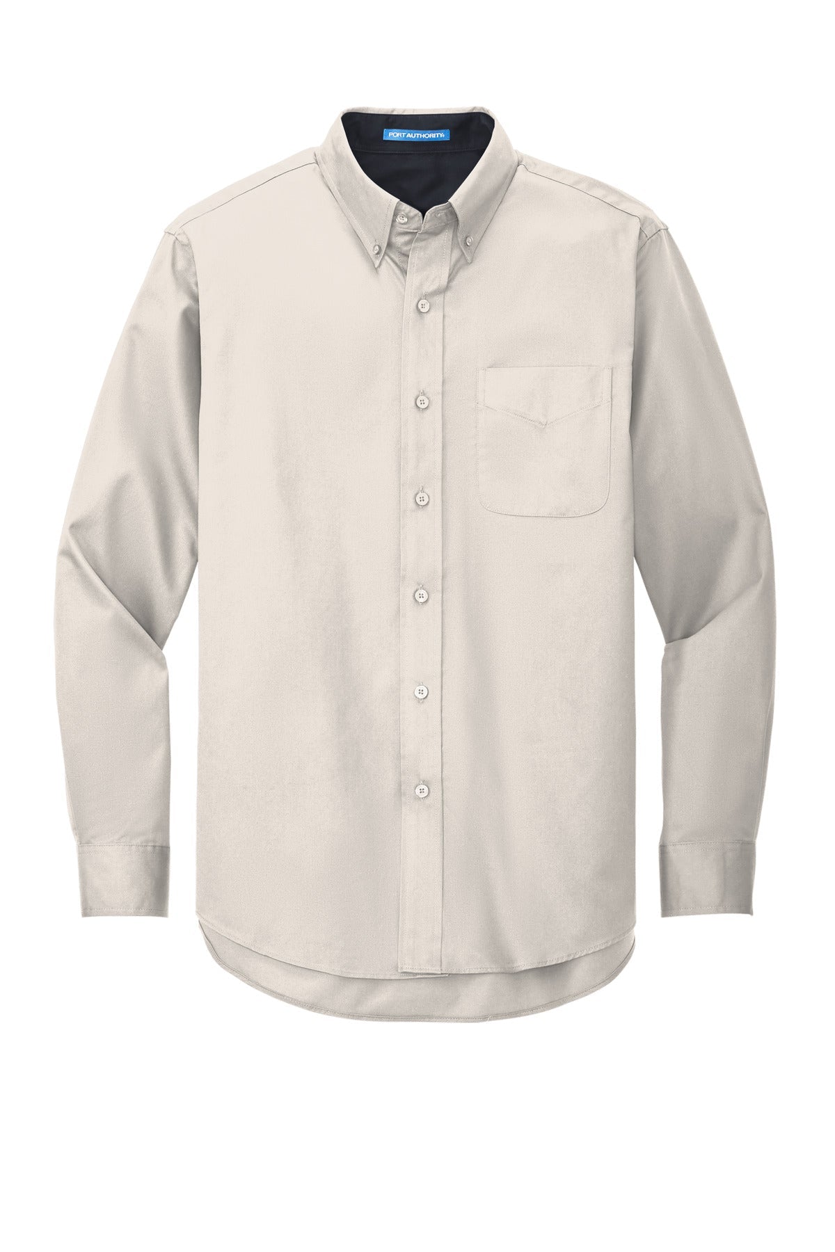 Front View of Lt Stone/Cl Ny Port Authority Long Sleeve Easy Care Shirt S608