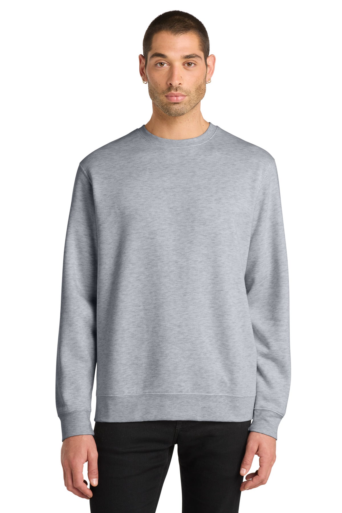 Front View of LtHtGry District V.I.T. Fleece Crew DT6104