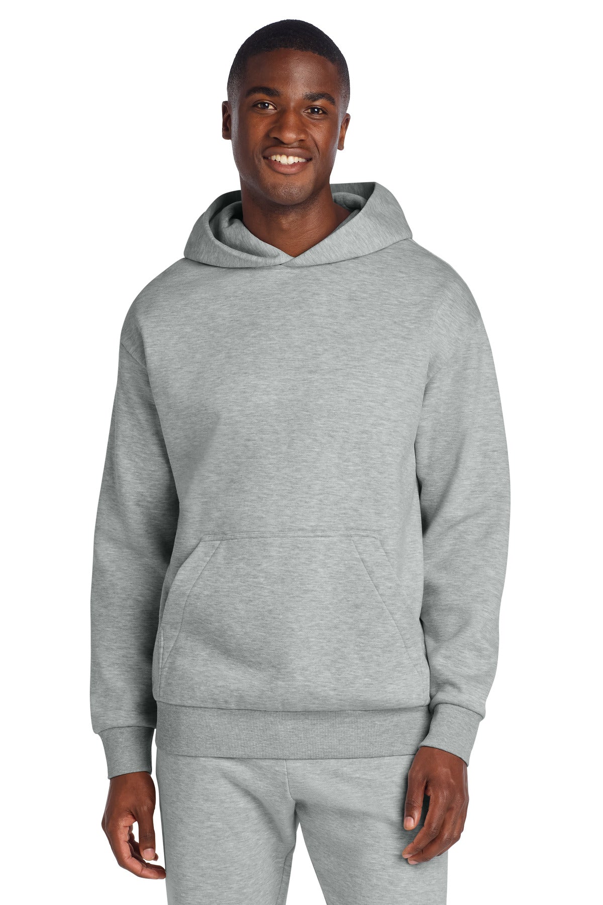 Front View of LtHtGry District V.I.T. Heavyweight Fleece Hoodie DT6150