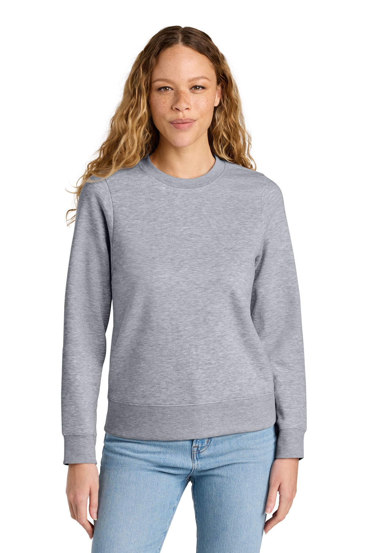 Front View of LtHtGry District Women's V.I.T. Fleece Crew DT6105