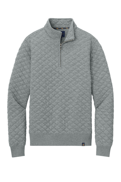 Front View of LtShdGyHtr Brooks Brothers Diamond Quilt 1/4-Zip BB18212