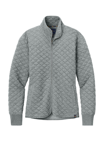 Front View of LtShdGyHtr Brooks Brothers Women's Diamond Quilt Full-Zip BB18213