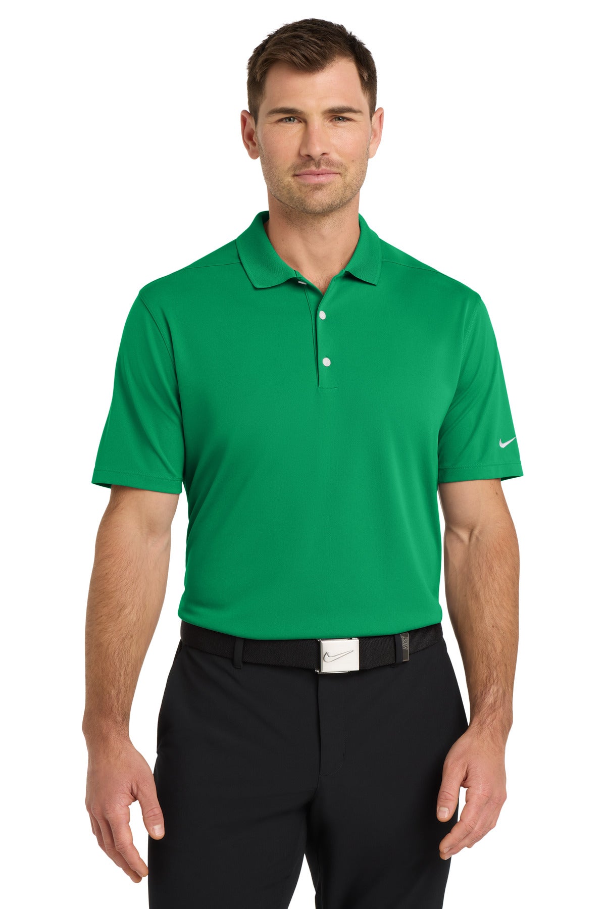 Front View of LucidGreen Nike Dri-FIT Micro Pique 2.0 Polo NKDC1963