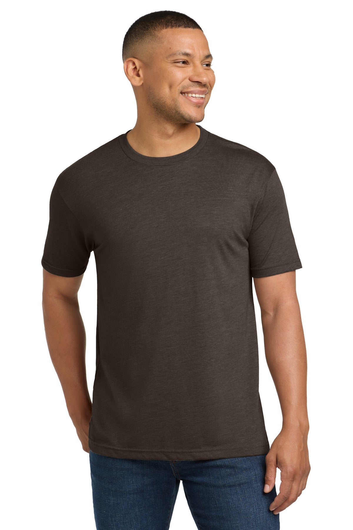 Front View of Macchiato Next Level Apparel Adult Tri-Blend Tee. NL6010
