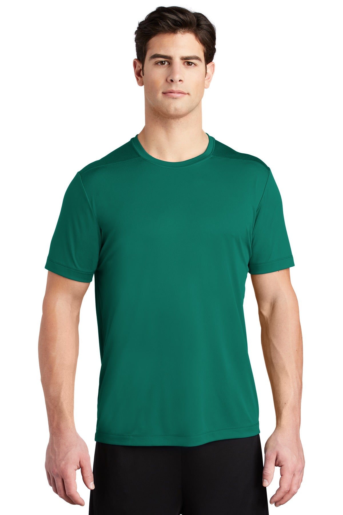 Front View of Marine Green Sport-Tek Posi-UV Pro Tee. ST420