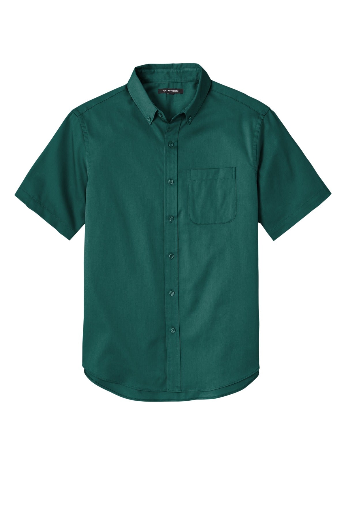 Front View of MarineGrn Port Authority Short Sleeve SuperPro React Twill Shirt. W809