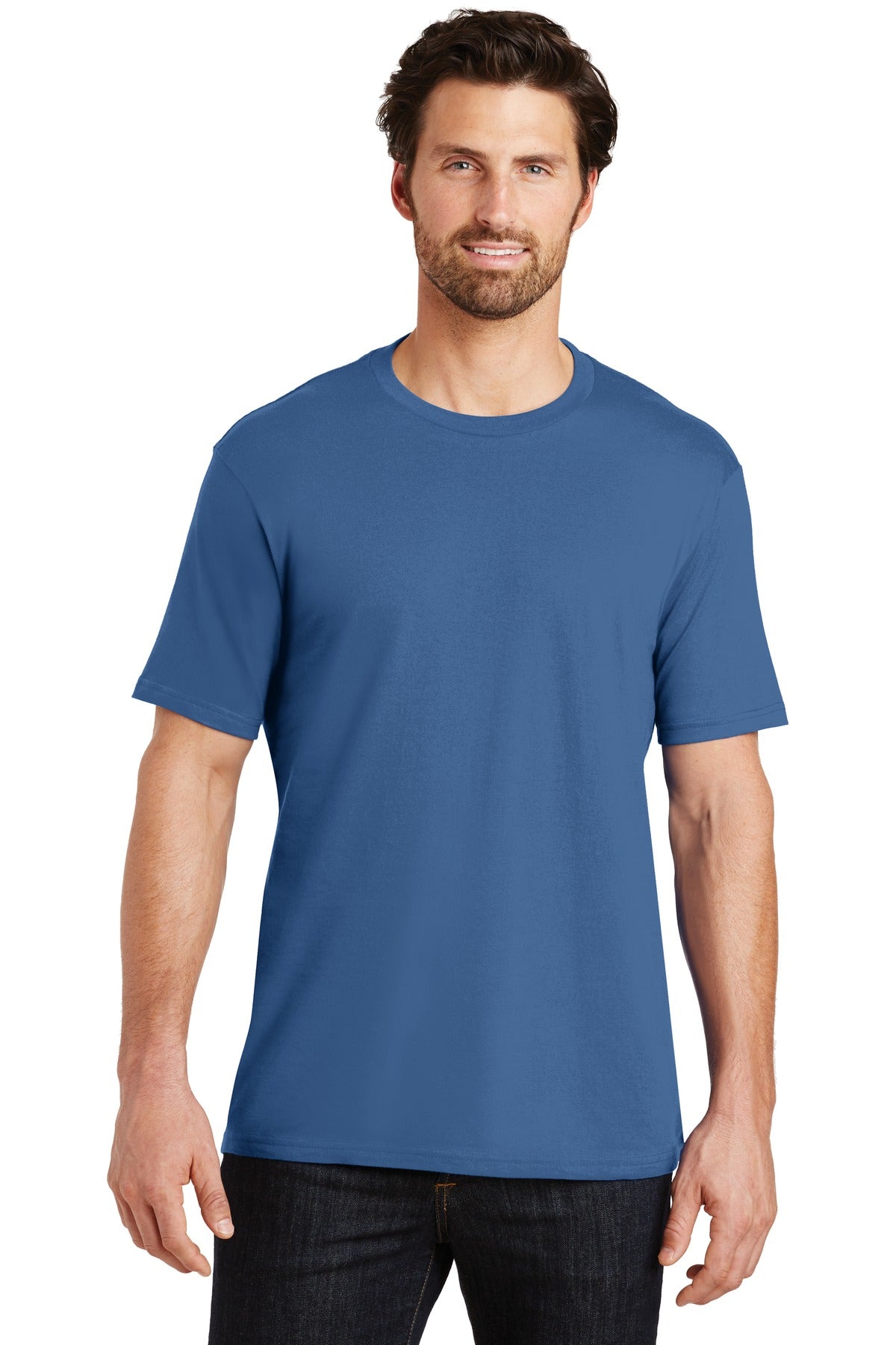 Front View of Maritime Blue District Perfect Weight Tee. DT104