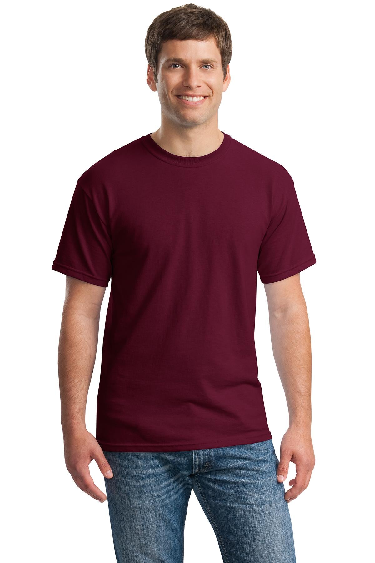 Front View of Maroon Gildan - Heavy Cotton 100% Cotton T-Shirt. 5000