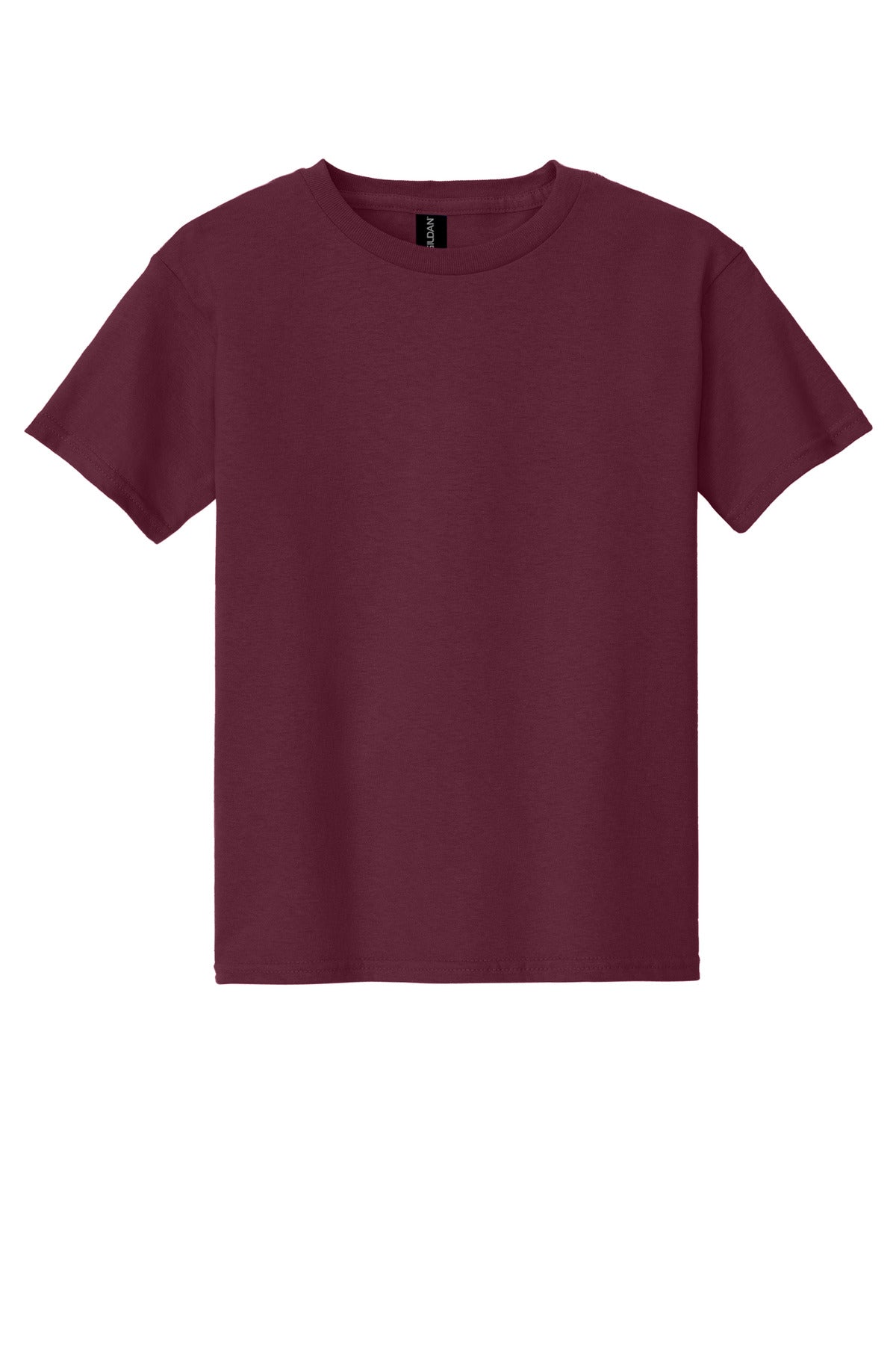 Front View of Maroon Gildan - Youth Heavy Cotton 100% Cotton T-Shirt. 5000B