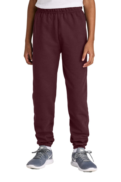Front View of Maroon Jerzees Youth NuBlend Sweatpant 973B