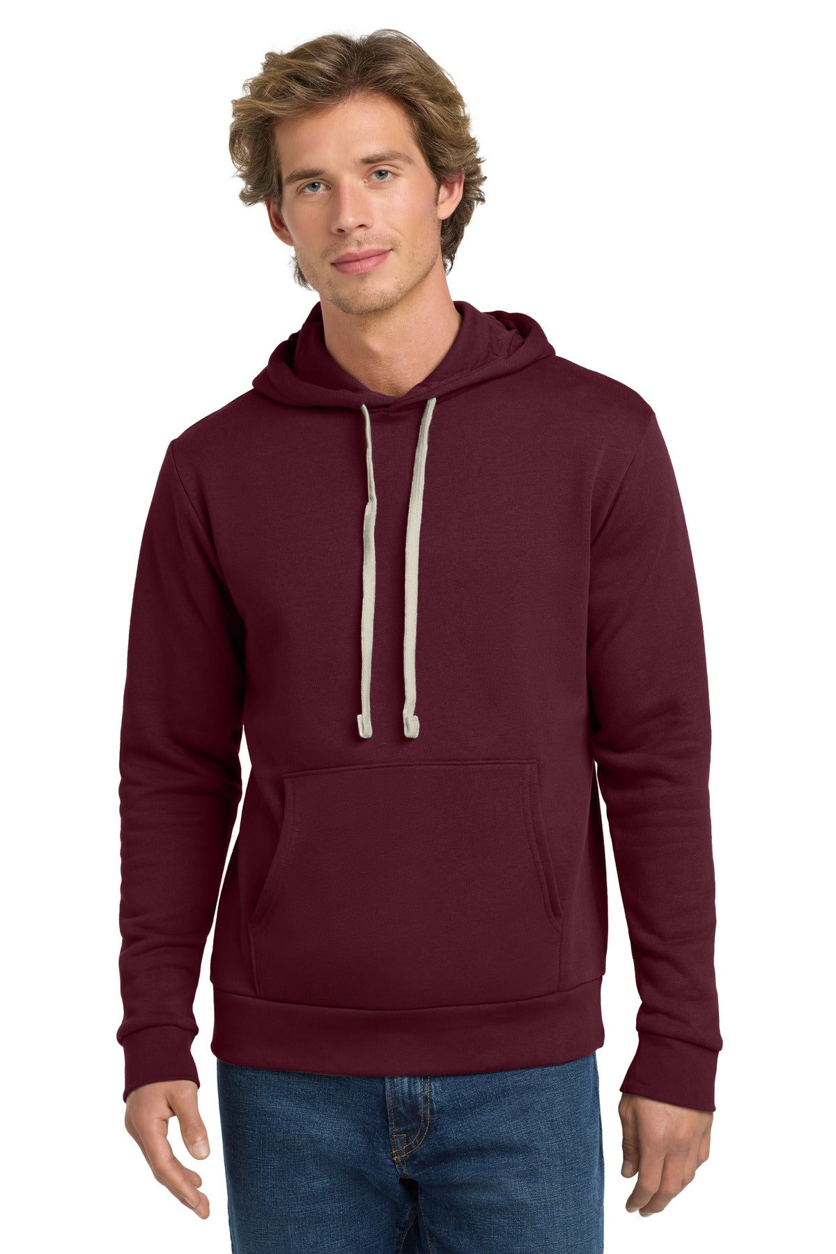 Front View of Maroon Next Level Apparel Adult Santa Barbara Pullover Hoodie. NL9303