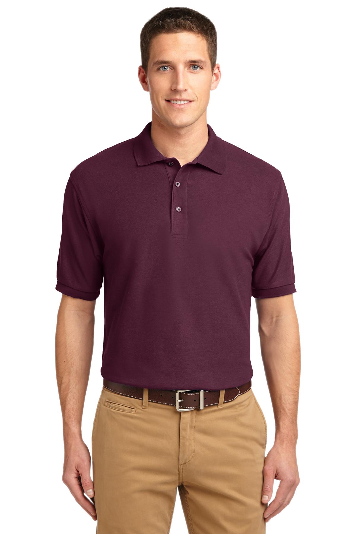Front View of Maroon Port Authority Extended Size Silk Touch Polo K500ES