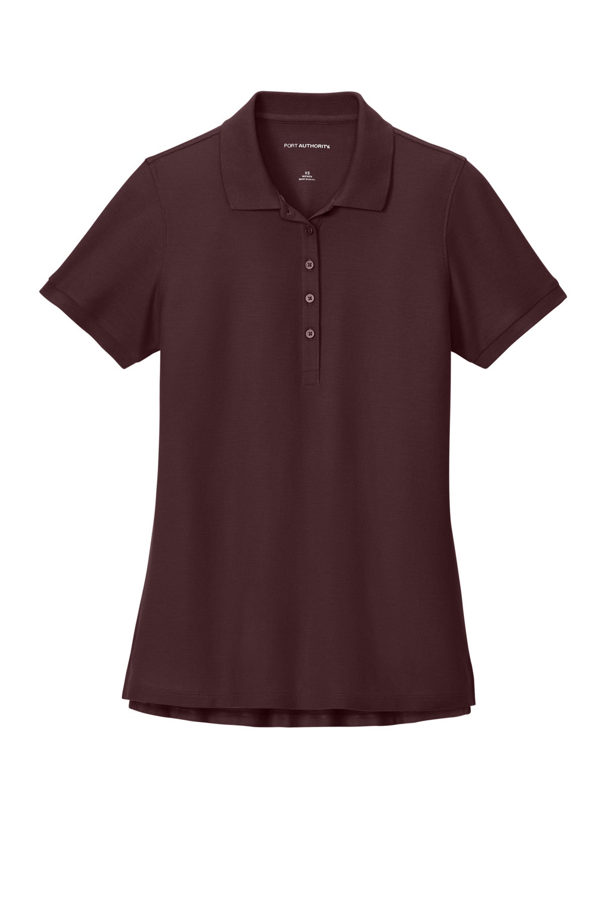 Front View of Maroon Port Authority Women's Wearever Signature Pique Polo LK200