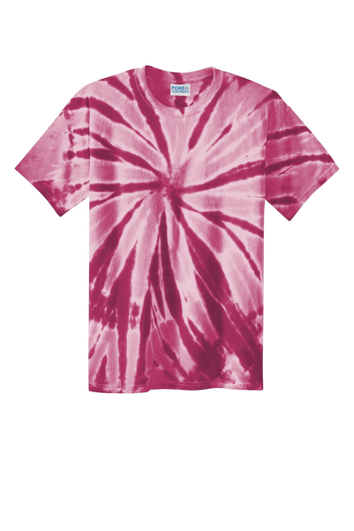 Front View of Maroon Port & Co Tie-Dye Tee. PC147