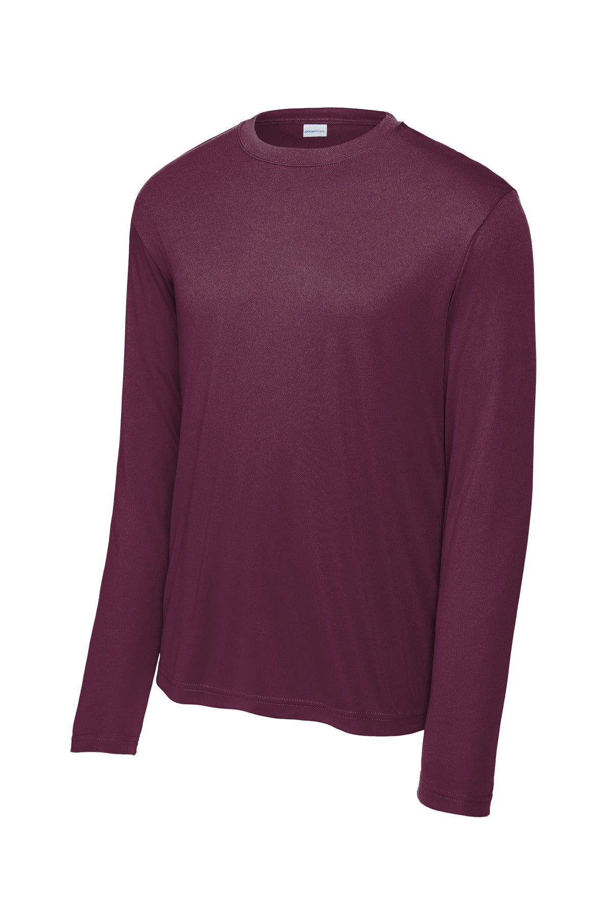 Front View of Maroon Sport-Tek Long Sleeve PosiCharge Competitor Tee. ST350LS