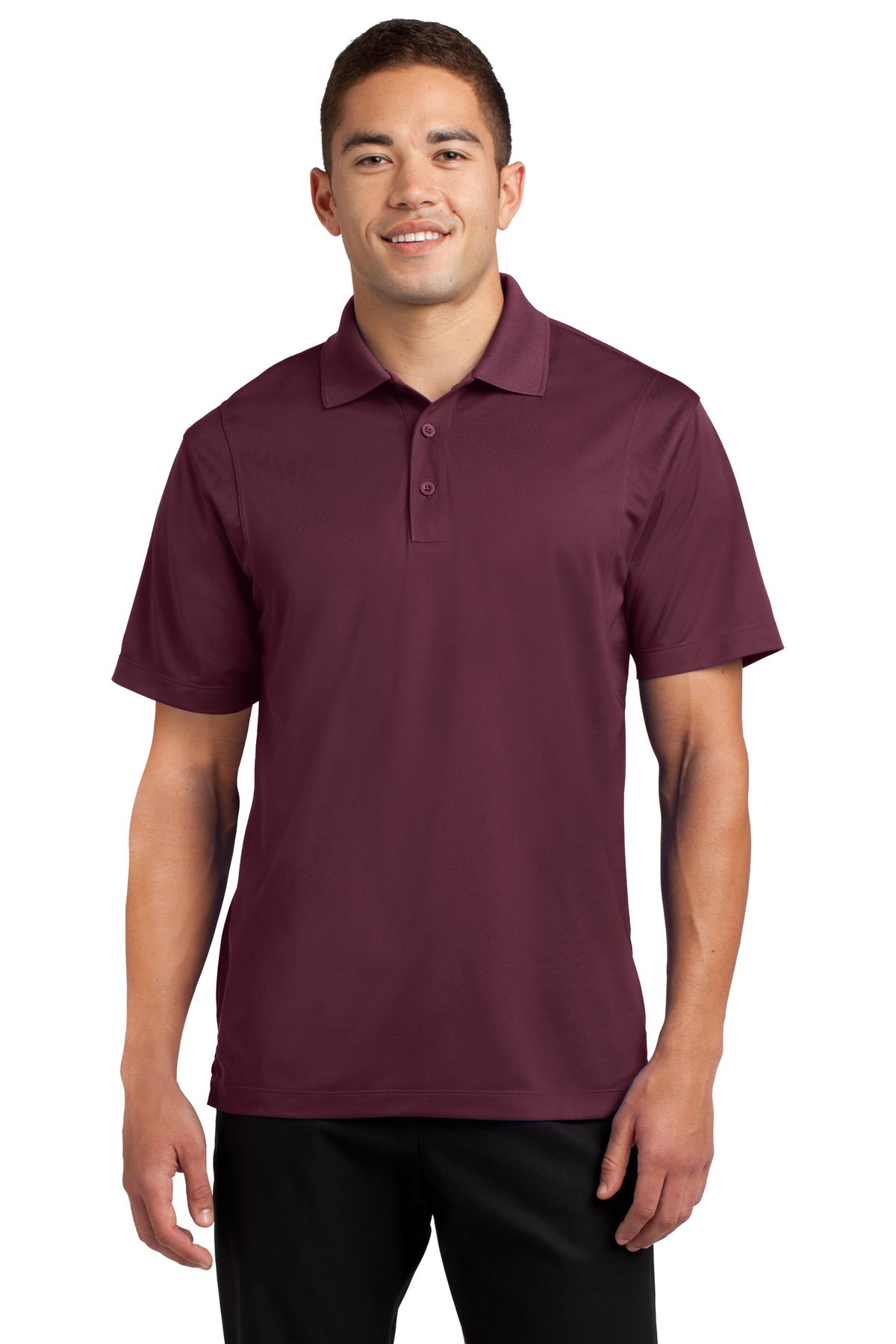 Front View of Maroon Sport-Tek Micropique Sport-Wick Polo. ST650
