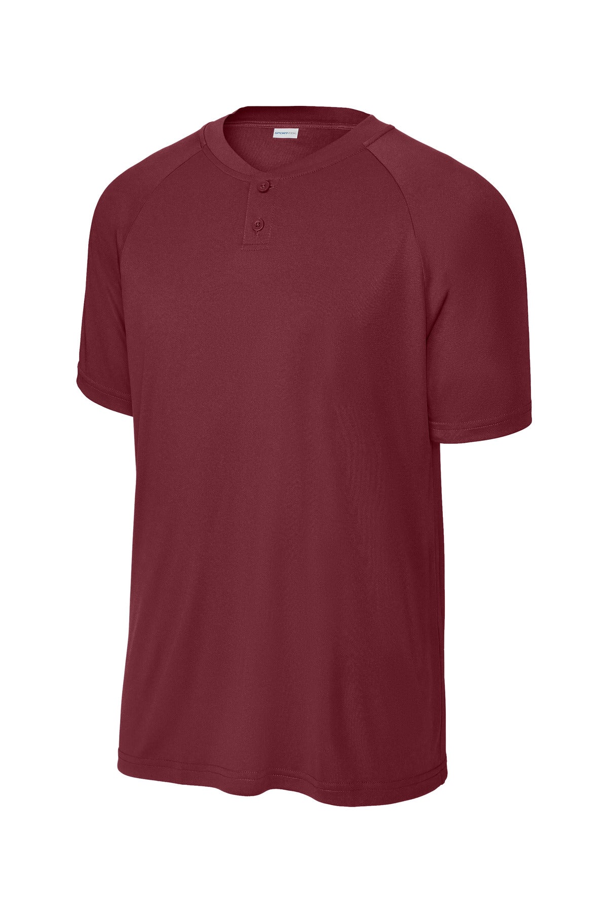 Front View of Maroon Sport-Tek PosiCharge Competitor 2-Button Henley ST359