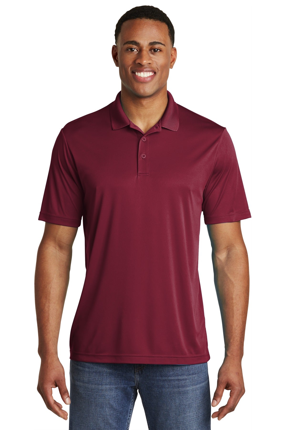 Front View of Maroon Sport-Tek PosiCharge Competitor Polo. ST550