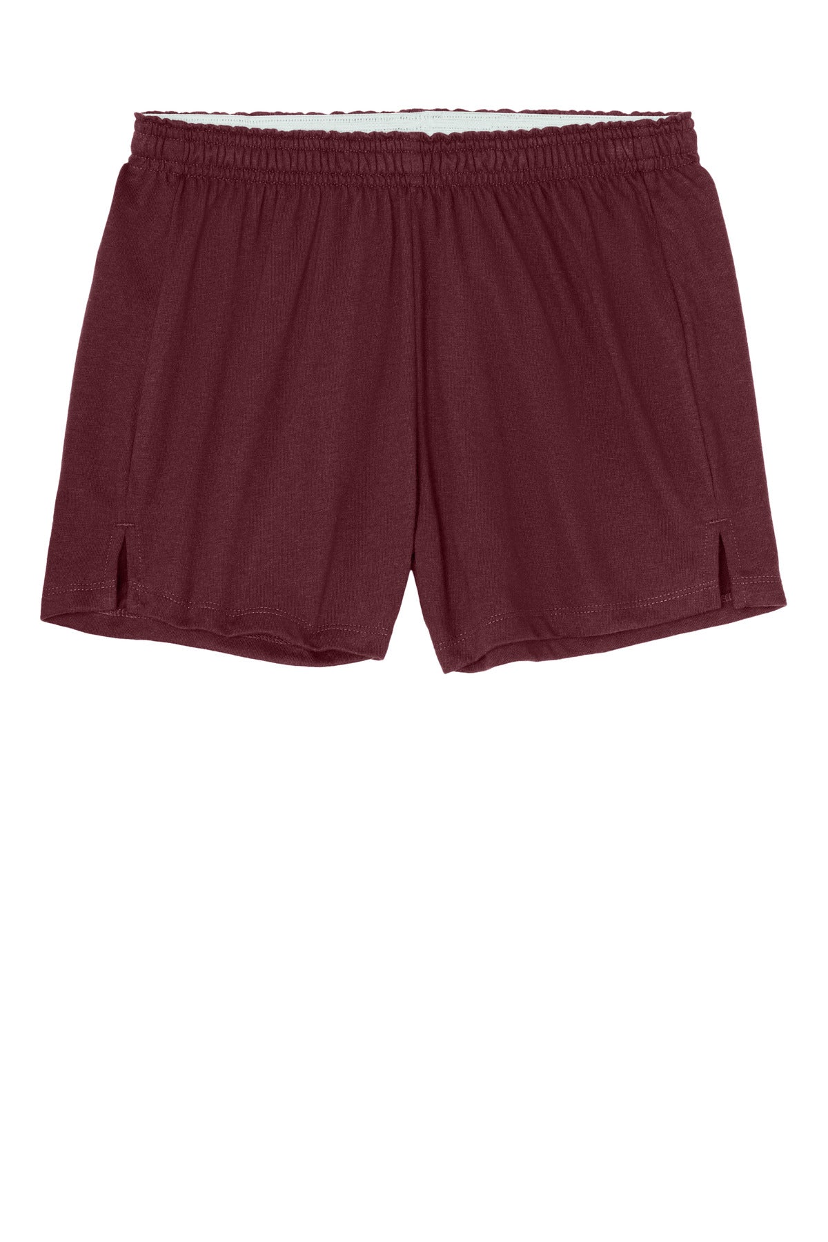 Front View of Maroon Sport-Tek Women's Jersey Knit Squad Short LST311