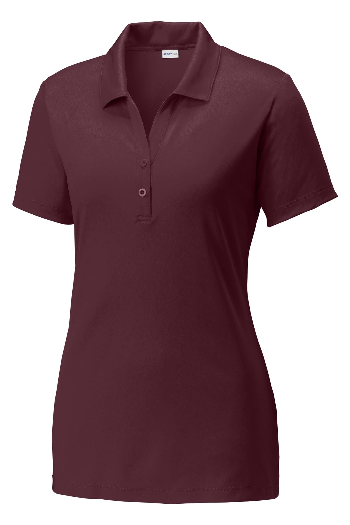 Front View of Maroon Sport-Tek Women's PosiCharge Competitor Polo. LST550