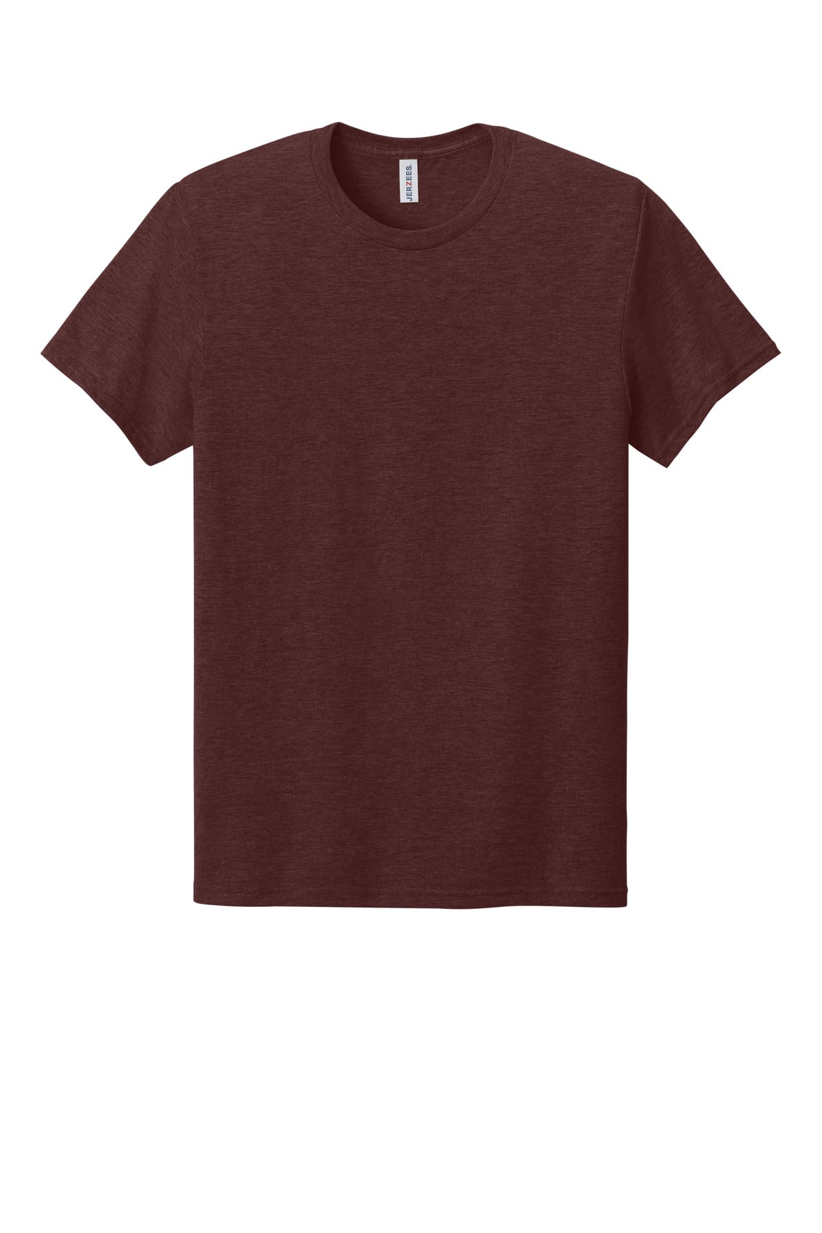 Front View of MaroonHthr Jerzees Premium Blend Ring Spun T-Shirt 560M