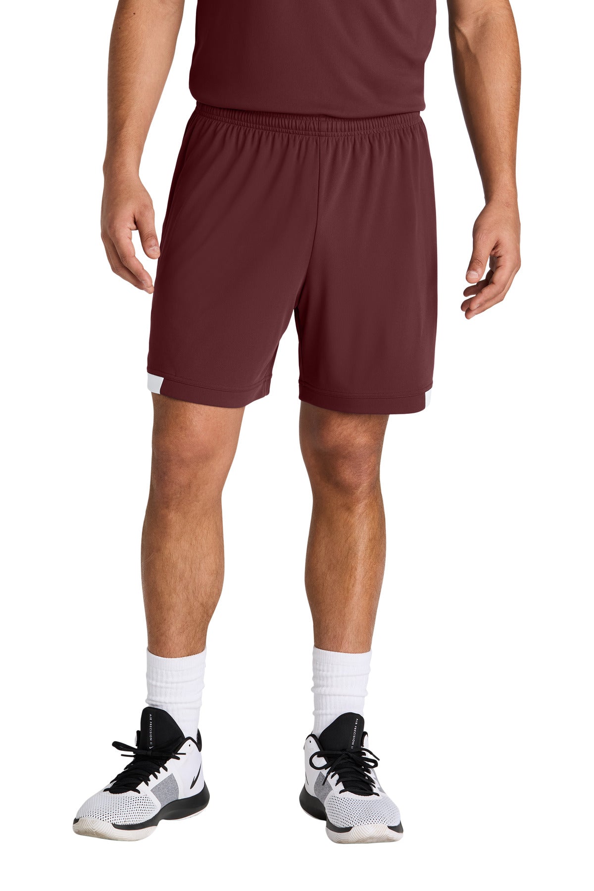 Front View of Mar/White Sport-Tek Club 7" Short ST442