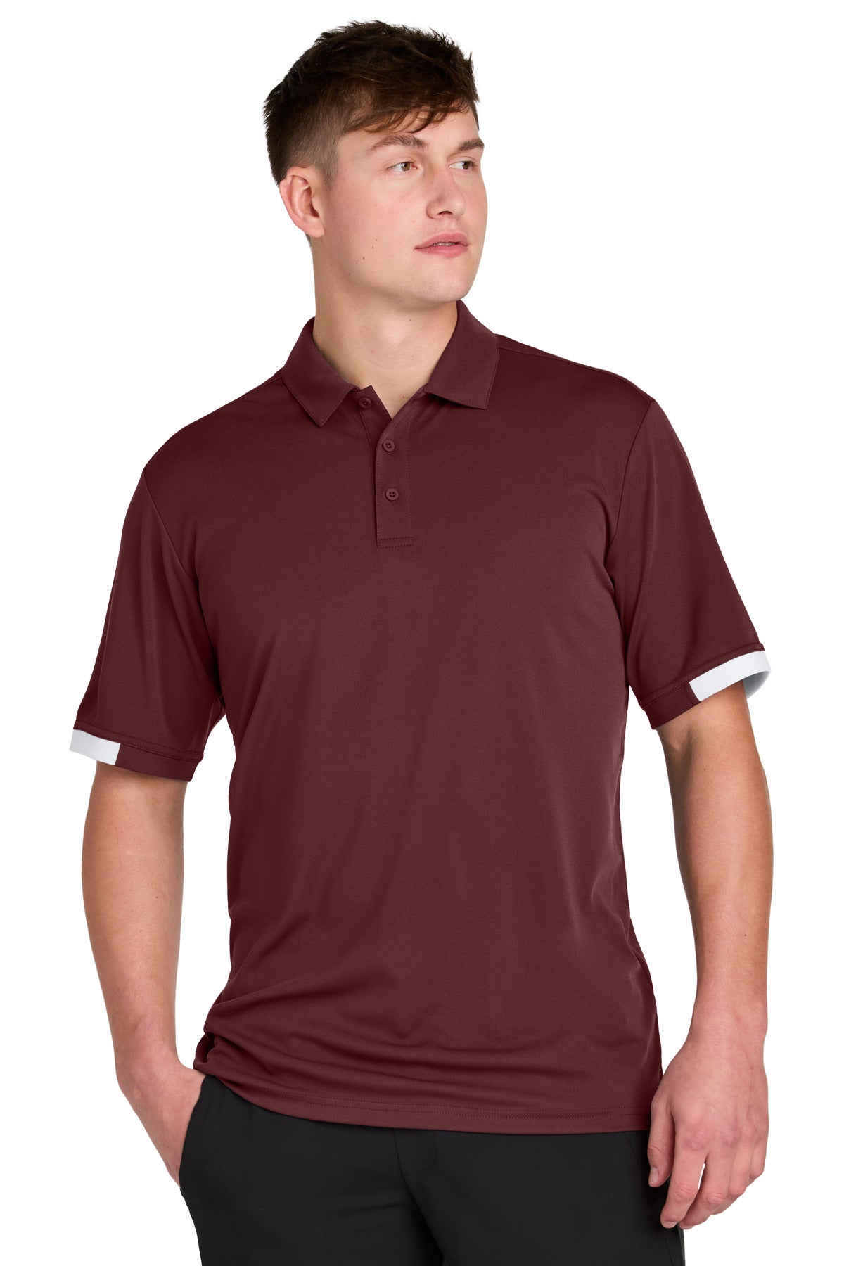 Front View of Mar/White Sport-Tek Club Colorblock Polo ST444