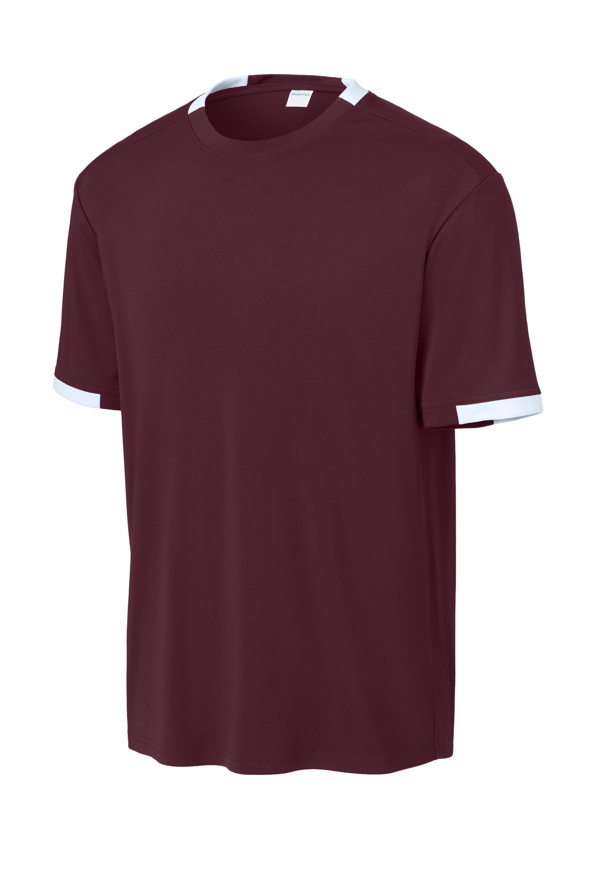 Front View of Mar/White Sport-Tek Club Short Sleeve Crew ST440