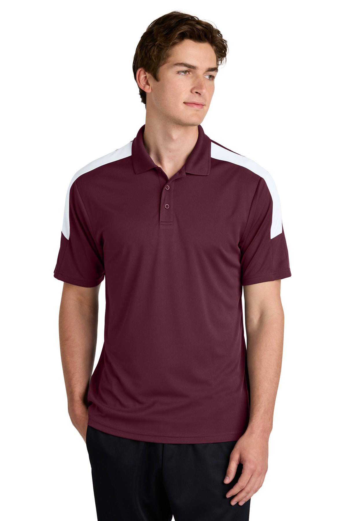 Front View of Mar/White Sport-Tek Competitor United Polo ST104