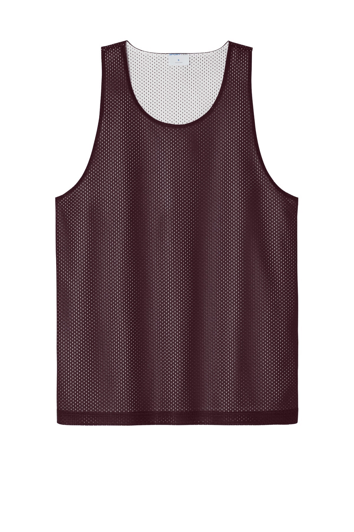Front View of Mar/White Sport-Tek PosiCharge Reversible Mesh Tank ST5000