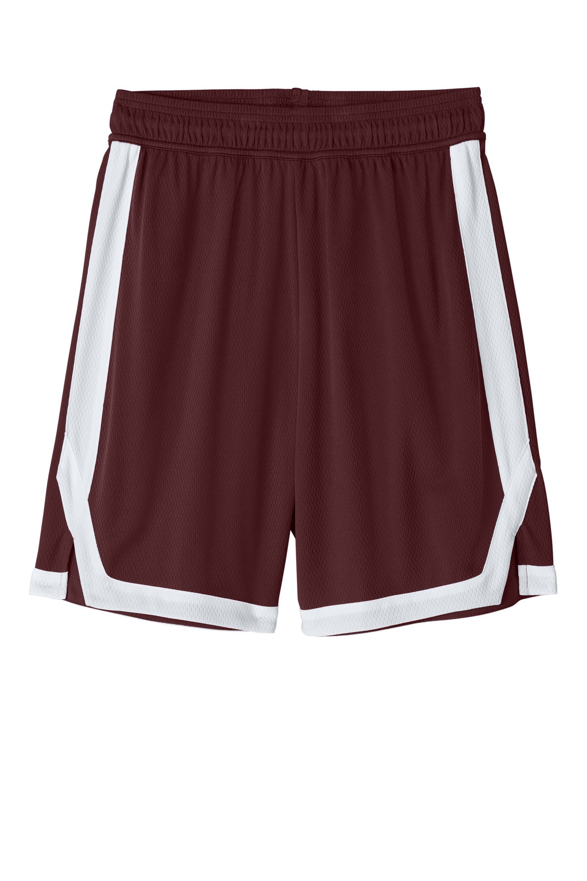 Front View of Mar/White Sport-Tek Rival Basketball 7"Short ST901
