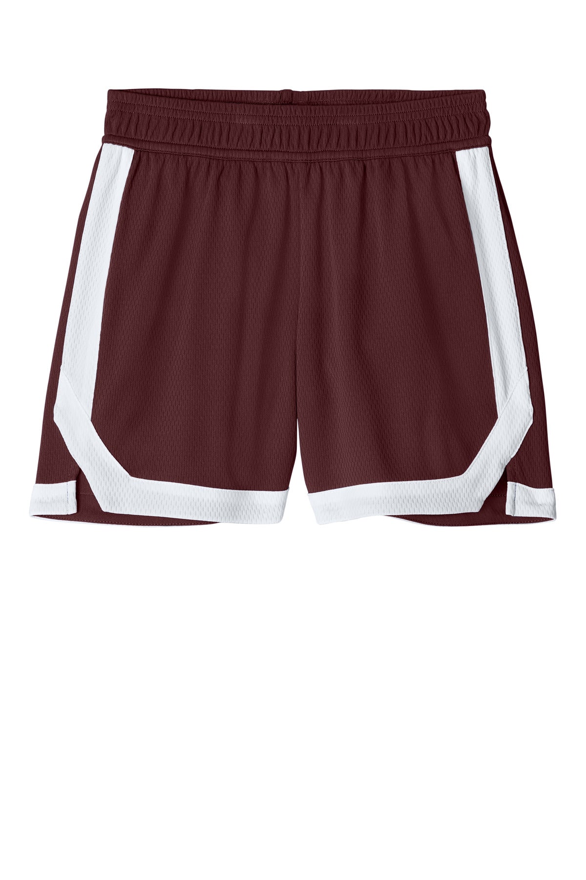 Front View of Mar/White Sport-Tek Youth Rival Basketball 5" Short YST901