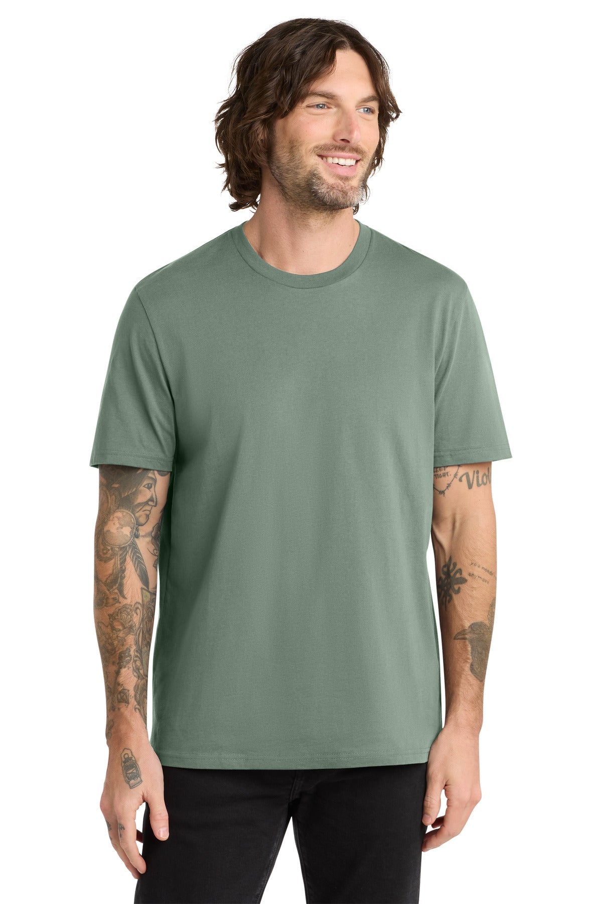 Front View of MatchaGrn Allmade Unisex Organic Cotton Tee. AL2100