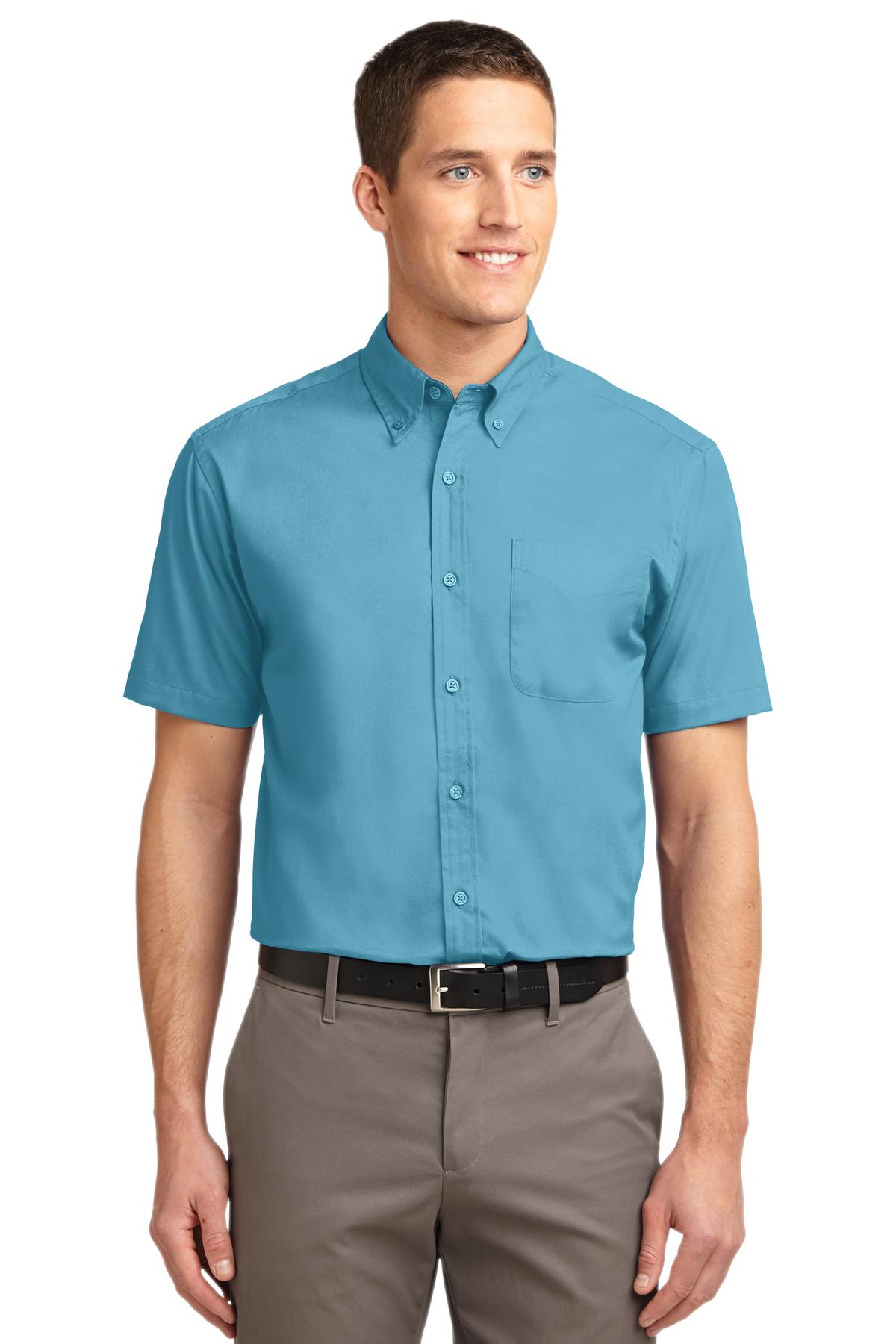 Front View of Maui Blue Port Authority Short Sleeve Easy Care Shirt. S508