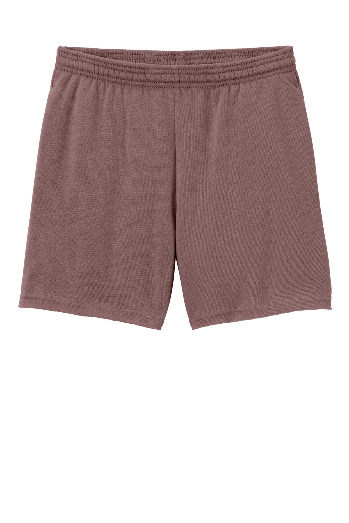 Front View of Mauve BELLA+CANVAS Women's Cutoff Sweatshort BC3787
